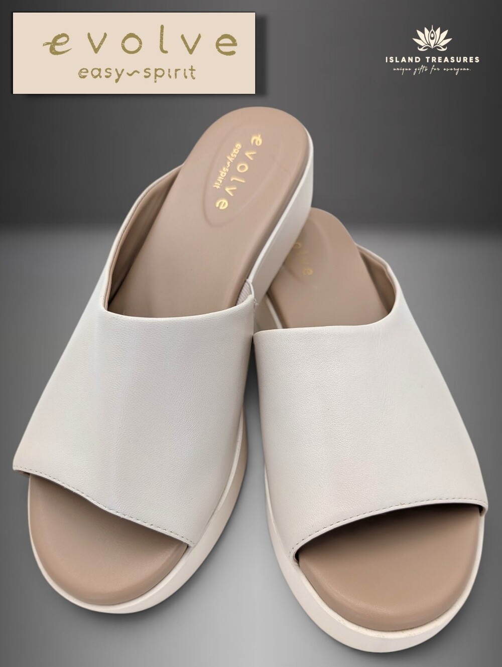 Easy Spirit Evolve Size 9M Flora Platform Slide Women Sandal Cream Almond EU 40